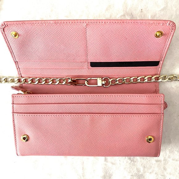Auc Prada Saffiano Lether Bow Flap long Wallet on Chain Mint conditin! - Picture 14 of 16